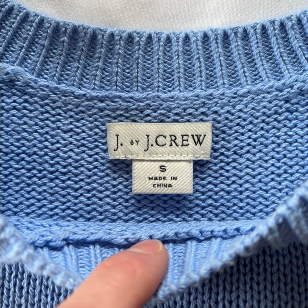 100% Cotton J. Crew Sky Blue Knit Scalloped Hem Sweater